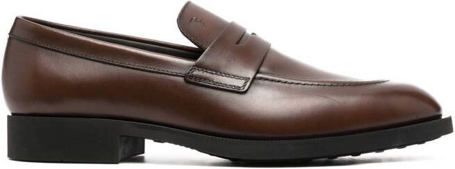 Tod's penny-slot leather loafers Brown