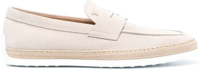 Tod's penny-slot suede loafers Neutrals