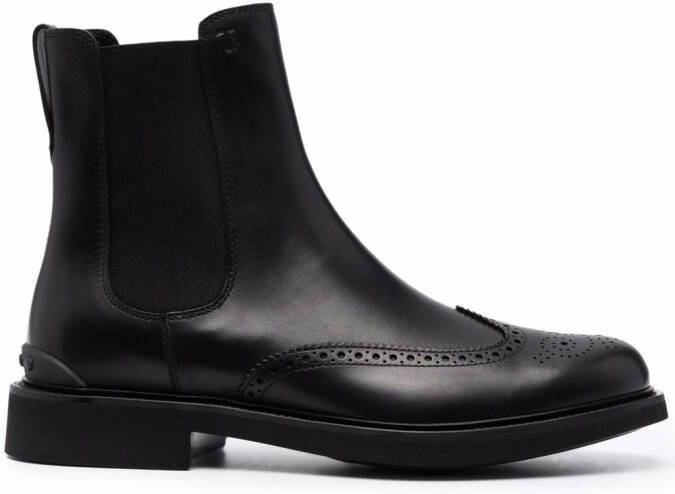 Tod's perforated leather ankle boots Black