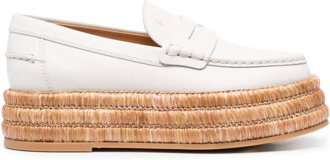 Tod's platform leather loafers Neutrals