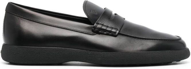 Tod's round-toe leather loafers Black