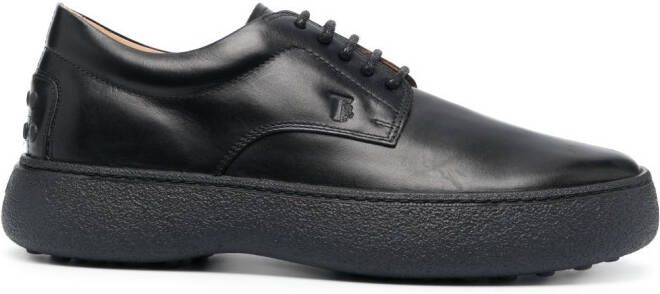 Tod's round-toe leather oxford shoes Black