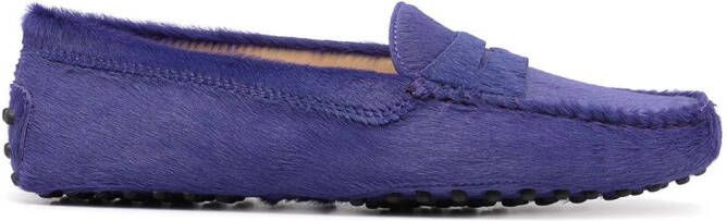 Tod's round-toe textured-finish loafers Purple