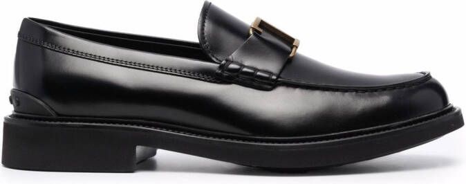 Tod's semi-shine leather loafers Black