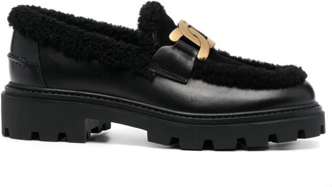 Tod's shearling-lined chunky loafers Black