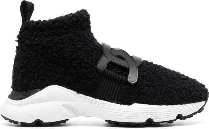 Tod's shearling logo-plaque sneakers Black