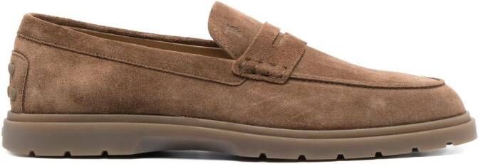 Tod's Slipper penny-slot suede loafers Brown