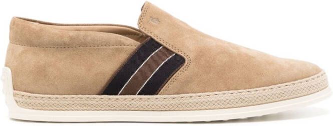 Tod's striped suede loafers Brown