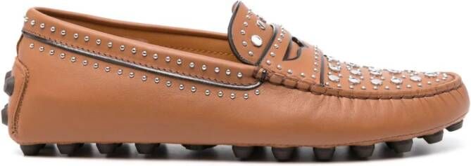 Tod's stud-embellished loafers Brown
