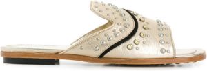 Tod's stud-embellished slide sandals Metallic