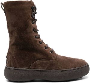 Tod's suede lace-up ankle boots Brown
