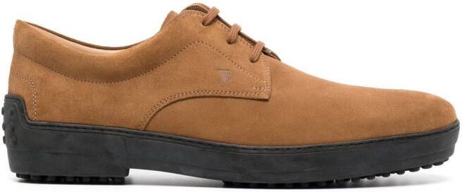 Tod's suede lace-up shoes Brown