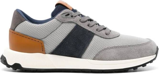 Tod's suede-panel ribbed sneakers Grey