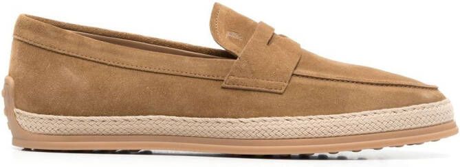 Tod's suede penny-slot loafers Brown