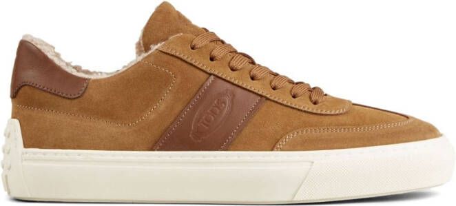 Tod's suede shearling-lined sneakers Brown
