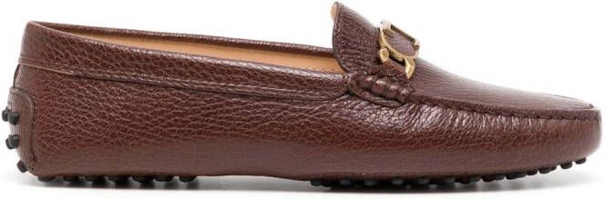 Tod's T-logo leather loafers Brown
