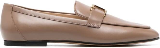 Tod's T-logo leather loafers Brown
