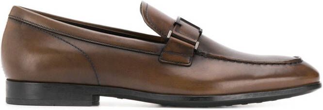Tod's T logo leather loafers Brown