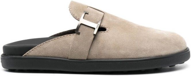 Tod's T Timeless suede slides Neutrals