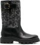 Tod's tweed-detail leather boots Black - Thumbnail 1