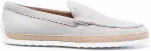 Tod's woven-sole suede loafers Grey