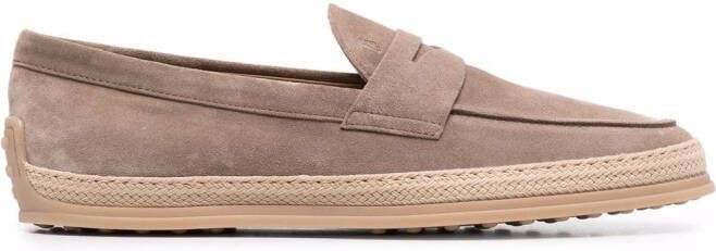 Tod's woven-trim penny loafers Neutrals