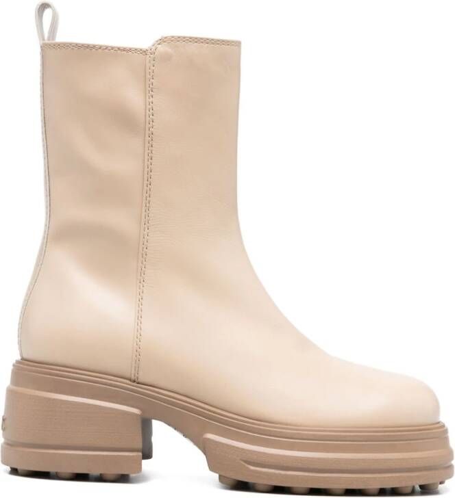Tod's zip-up leather boots Neutrals