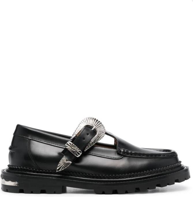 Toga Pulla buckle-fastening leather loafers Black