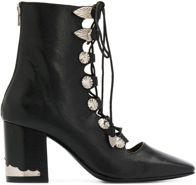 Toga Pulla lace-up ankle boots Black