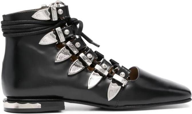 Toga Pulla lace-up leather ankle boots Black