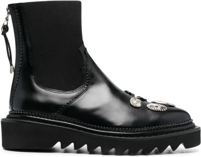 Toga Pulla pointed leather ankle boots Black