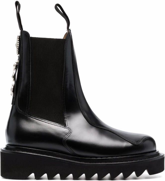 Toga Pulla ridged sole ankle boots Black