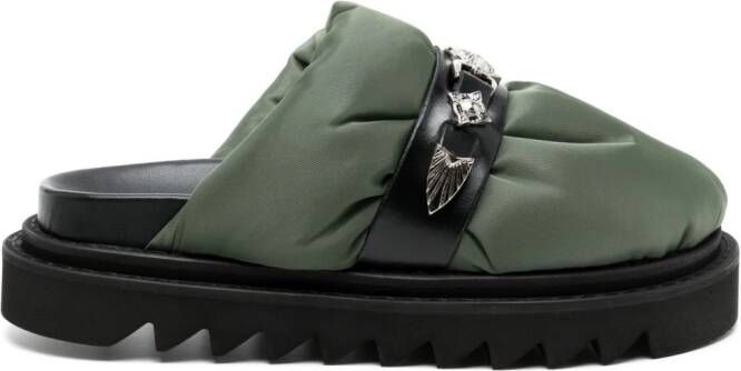 Toga Pulla round-toe leather mules Green