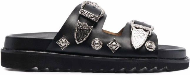 Toga Pulla side-buckle sandals Black