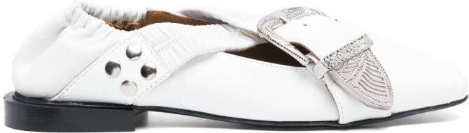 Toga Pulla stud-embellished leather ballerina shoes White