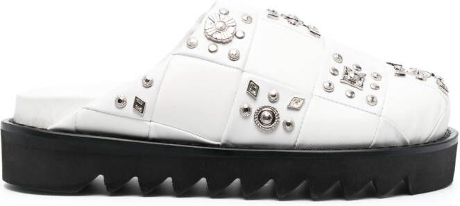 Toga Pulla stud-embellished leather slippers White