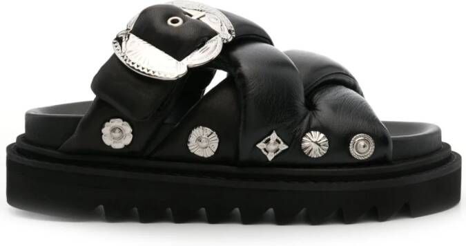 Toga Pulla stud-embellishment leather platform sandals Black