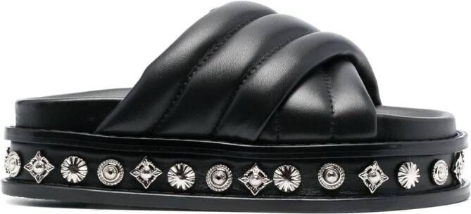 Toga Pulla studded 50mm leather slides Black