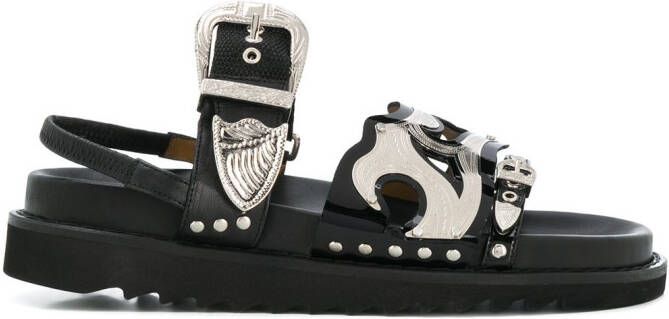 Toga Pulla studded strap sandals Black