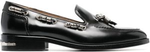 Toga ring-detailing polished leather loafers Black