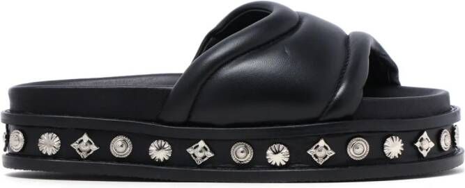 Toga stud-embellished leather slides Black