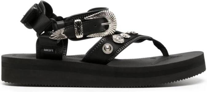 Suicoke stud-embellished T-bar strap sandals Black