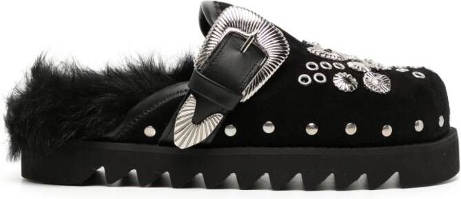 Toga studded faux-fur mules Black