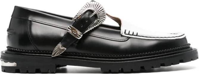 Toga Virilis buckle-fastening leather loafers Black