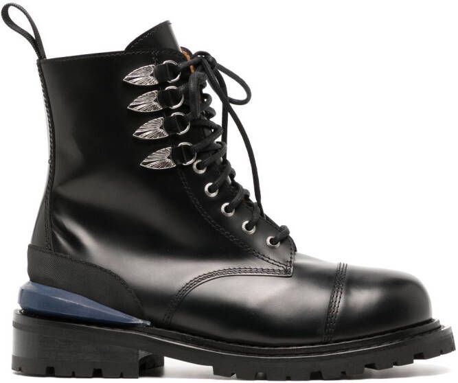 Toga Virilis leather combat boots Black