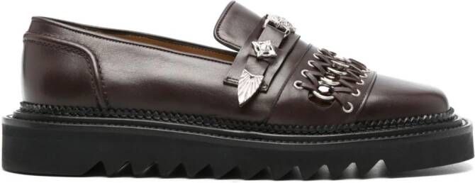 Toga Virilis stud-embellished leather loafers Brown