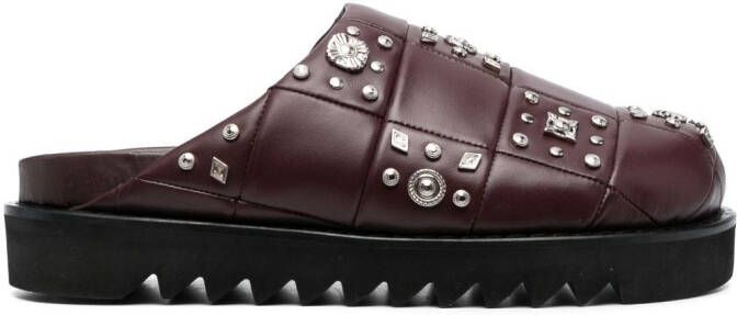 Toga Virilis stud-embellished leather slippers Purple
