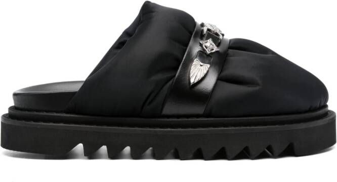 Toga Virilis stud-embellished panelled leather slides Black