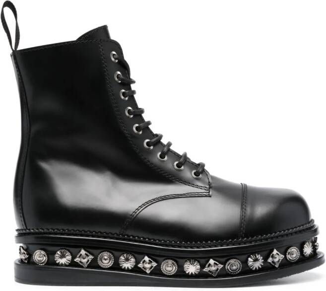 Toga Virilis stud-embellished platform leather boots Black