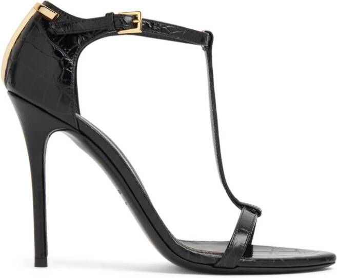 TOM FORD 105mm crocodile-embossed leather sandals Black